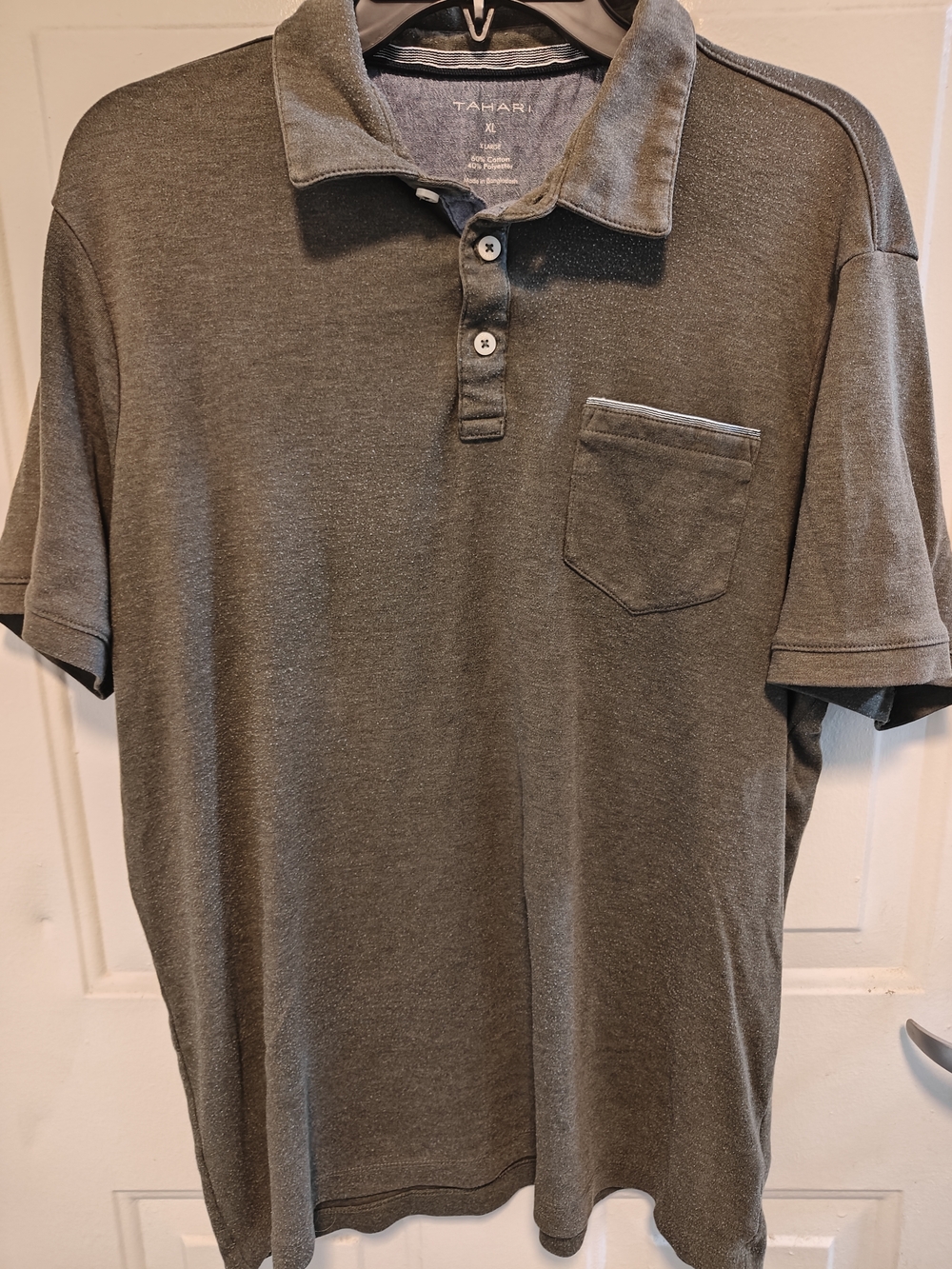 Tahari Men's Olive Green Polo with Chest Pocket